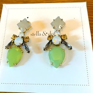 Stella and Dot detachable multi way wear sparkling earrings green and purple